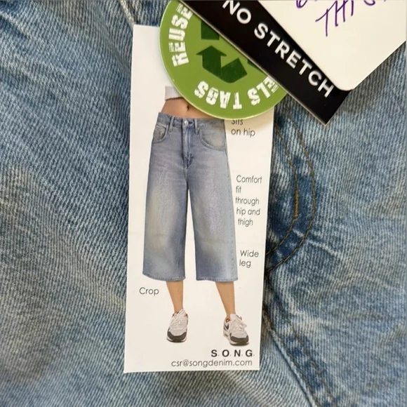 S.O.N.G. Denim Jorts-Long Shorts Light Denim Wash Sz 7/28 - Picture 7 of 7